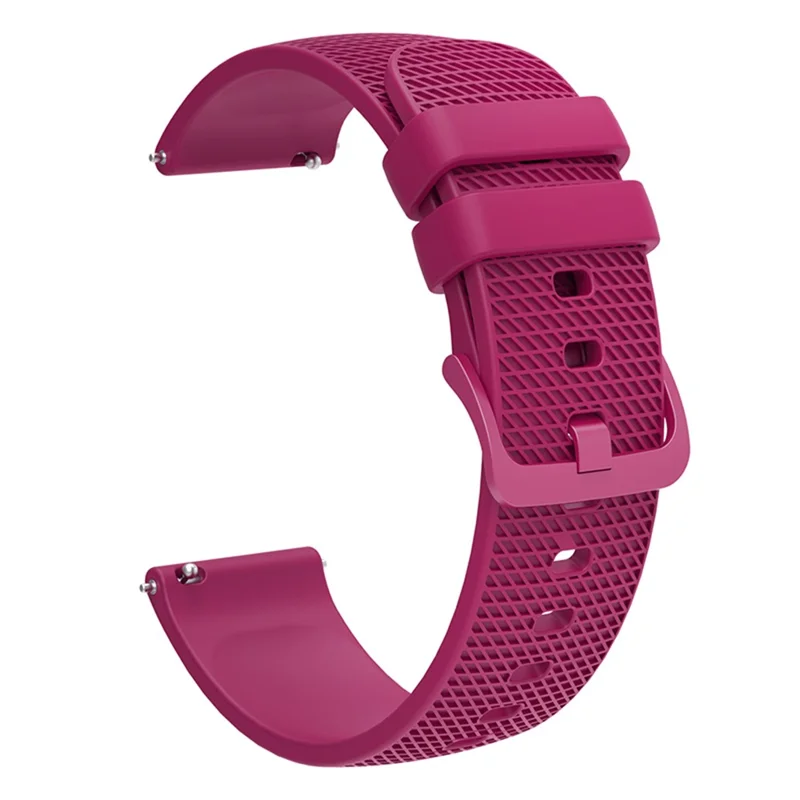For Garmin Vivomove 3 / GarminMove 3 Silicone Watch Strap 20mm Plaid Pattern Sport Bands - Fuchsia