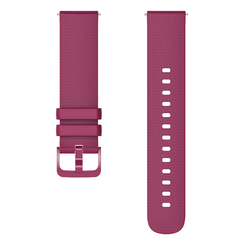 For Garmin Vivomove 3 / GarminMove 3 Silicone Watch Strap 20mm Plaid Pattern Sport Bands - Fuchsia