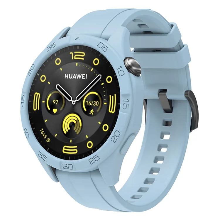 Pour Huawei Watch GT 4 46mm Sangle en Silicone Bracelet de Montre avec Boîtier de Montre - Bleu Bébé