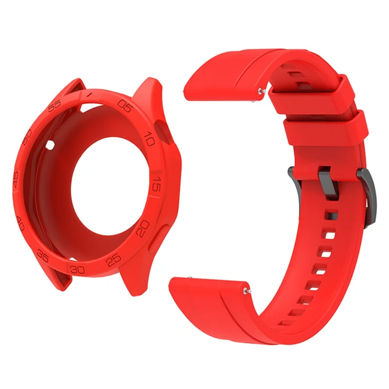 Für Huawei Watch GT 4 46mm Silikonarmband mit Uhrengehäuse - Rot