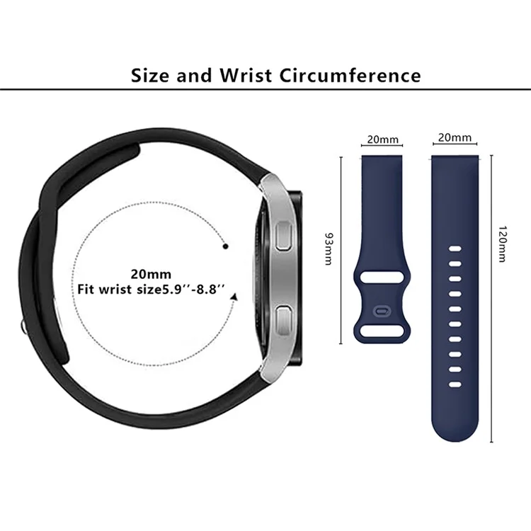 KALEBOL KLB-HDKGJ-001 Para Samsung Galaxy Watch6 Classic 43mm / 47mm Correa de Reloj 20mm Correa de Silicona - Negro