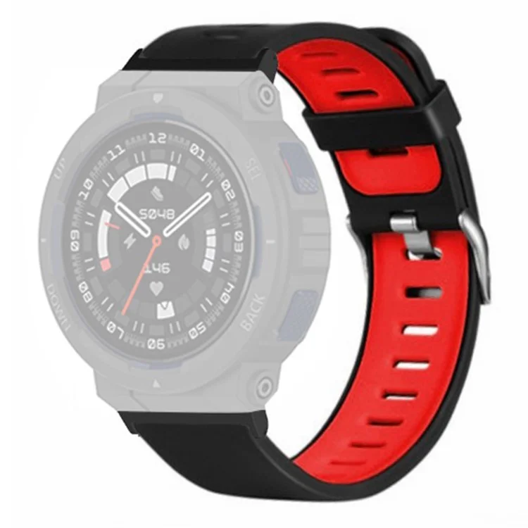 Para Huami Amazfit Active Edge A2212 Wrist Band Replacement Dual Color Watch Strap - Preto+Vermelho