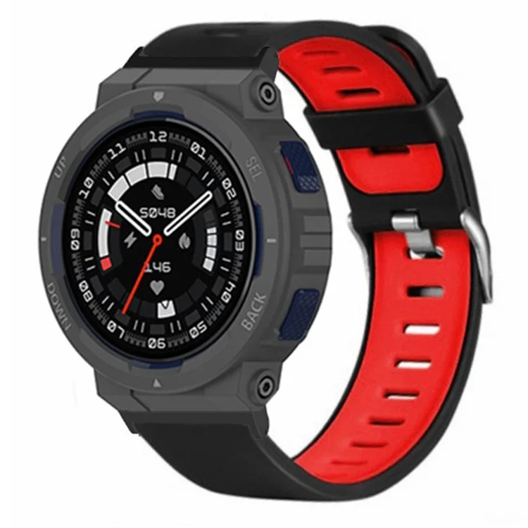 Para Huami Amazfit Active Edge A2212 Wrist Band Replacement Dual Color Watch Strap - Preto+Vermelho