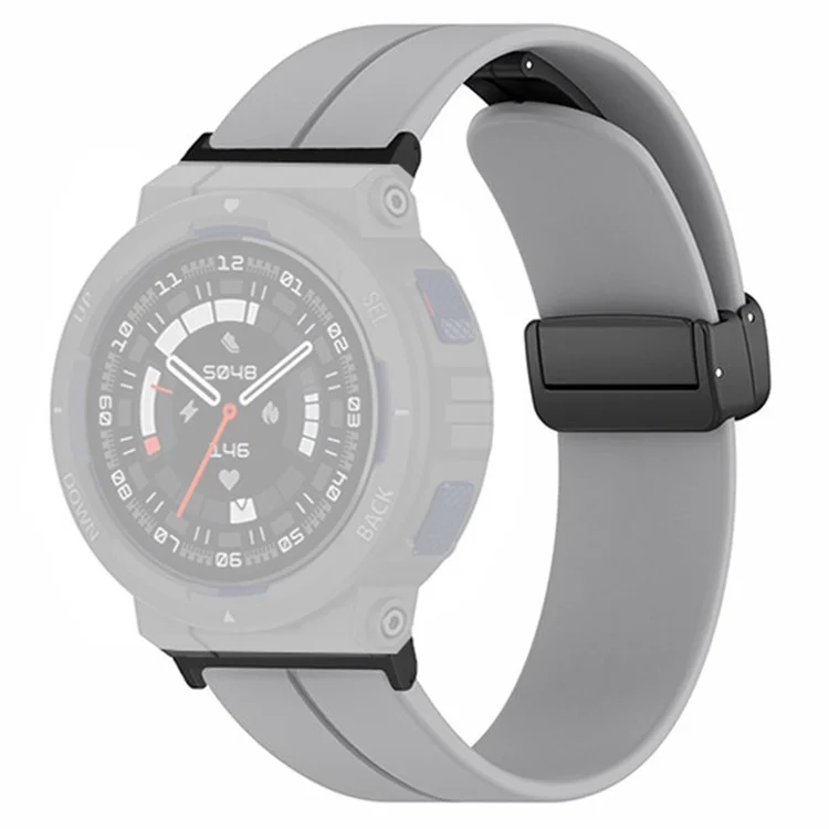 Para Huami Amazfit Active Edge A2212 Correa del Reloj Banda de Silicona de Muñeca con Hebilla Plegable Magnética - Gris