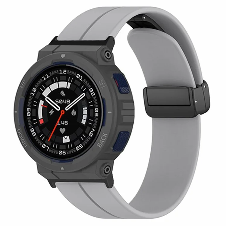 Para Huami Amazfit Active Edge A2212 Correa del Reloj Banda de Silicona de Muñeca con Hebilla Plegable Magnética - Gris