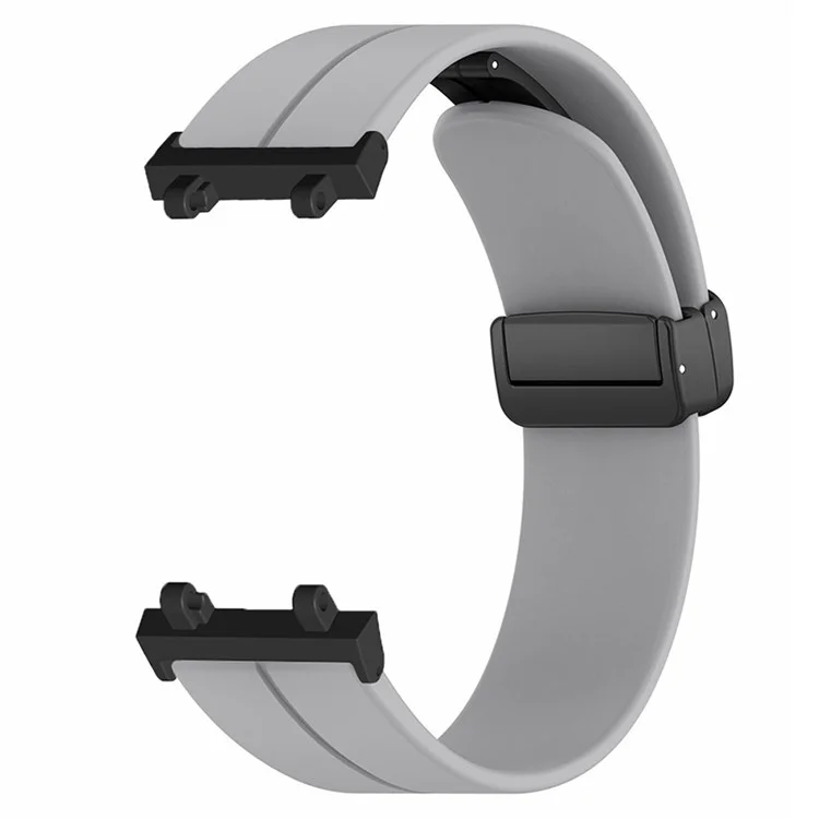Para Huami Amazfit Active Edge A2212 Correa del Reloj Banda de Silicona de Muñeca con Hebilla Plegable Magnética - Gris