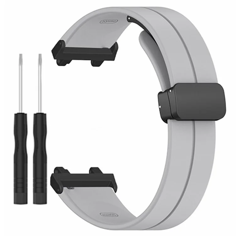 Para Huami Amazfit Active Edge A2212 Correa del Reloj Banda de Silicona de Muñeca con Hebilla Plegable Magnética - Gris