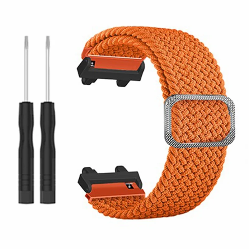 For Huami Amazfit Active Edge (A2212) Watch Band Braided Nylon Adjustable Straps - Orange
