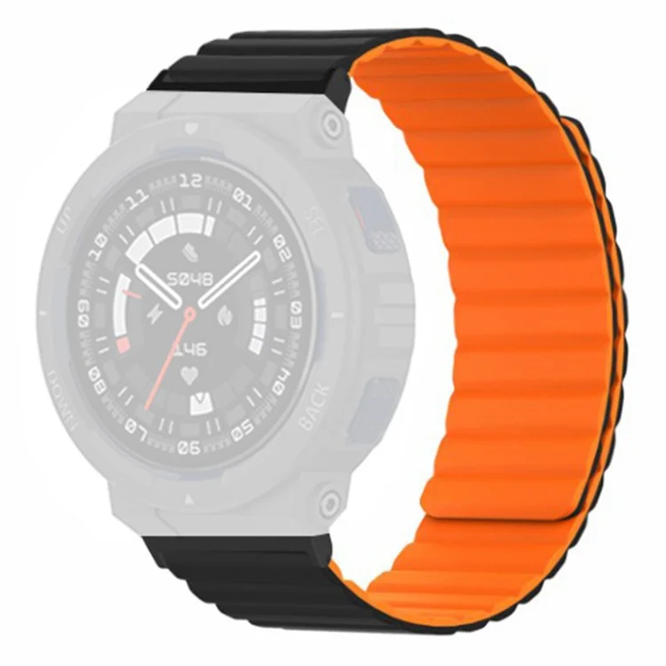 Para Huami Amazfit Active Edge (A2212) Banda de reloj magnética de silicona - Negro+Naranja