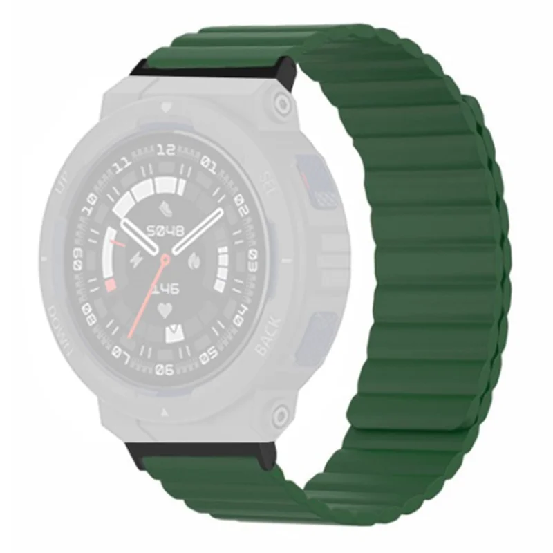 For Huami Amazfit Active Edge (A2212) Magnetic Watch Band Silicone Watch Strap - Army Green