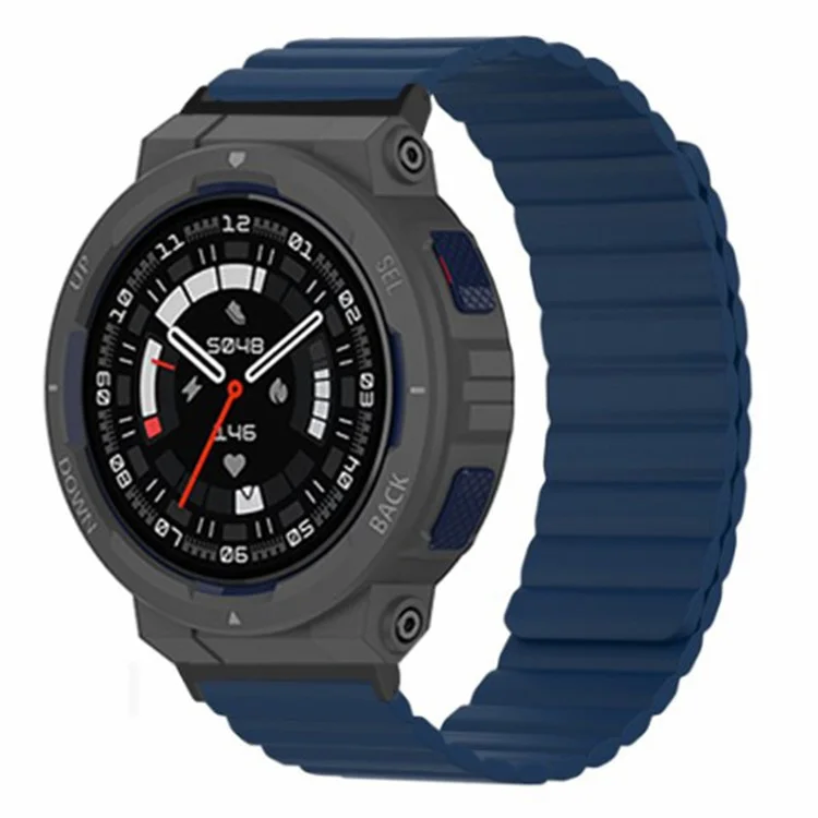 For Huami Amazfit Active Edge (A2212) Magnetic Watch Band Silicone Watch Strap - Midnight Blue