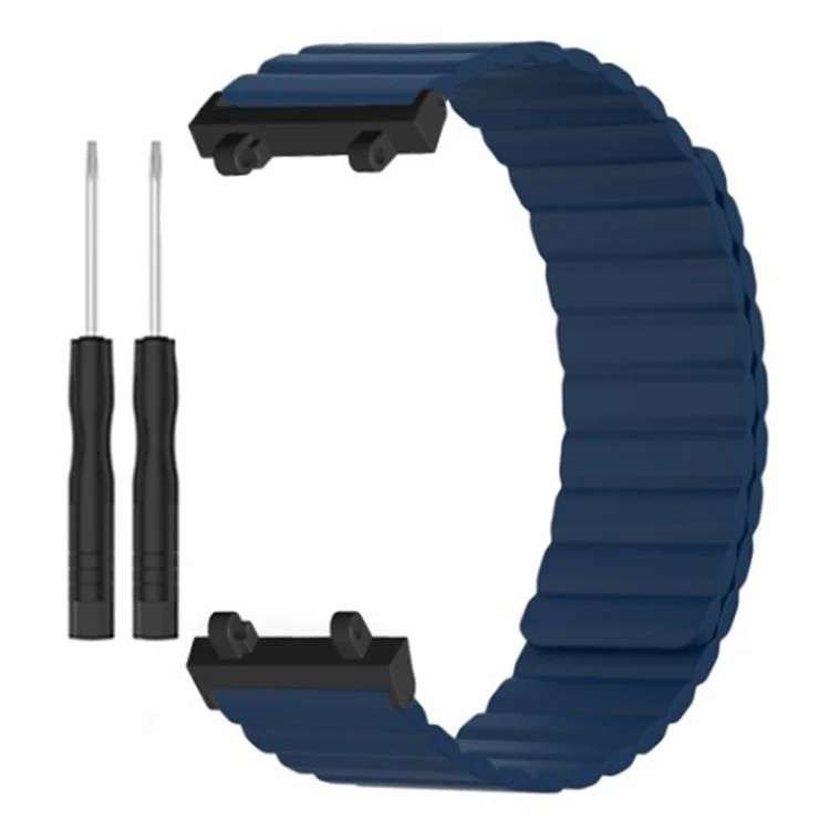 For Huami Amazfit Active Edge (A2212) Magnetic Watch Band Silicone Watch Strap - Midnight Blue