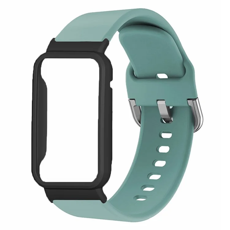 For Xiaomi Smart Band 8 Pro Silicone Sport Watch Band with Watch Case - Baby Blue+Black Shell