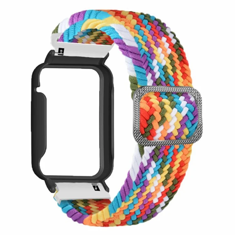 Для Xiaomi Smart Band 8 Pro Watch Bands Braided Nylon Strap with Watch Case - Rainbow+Black Shell