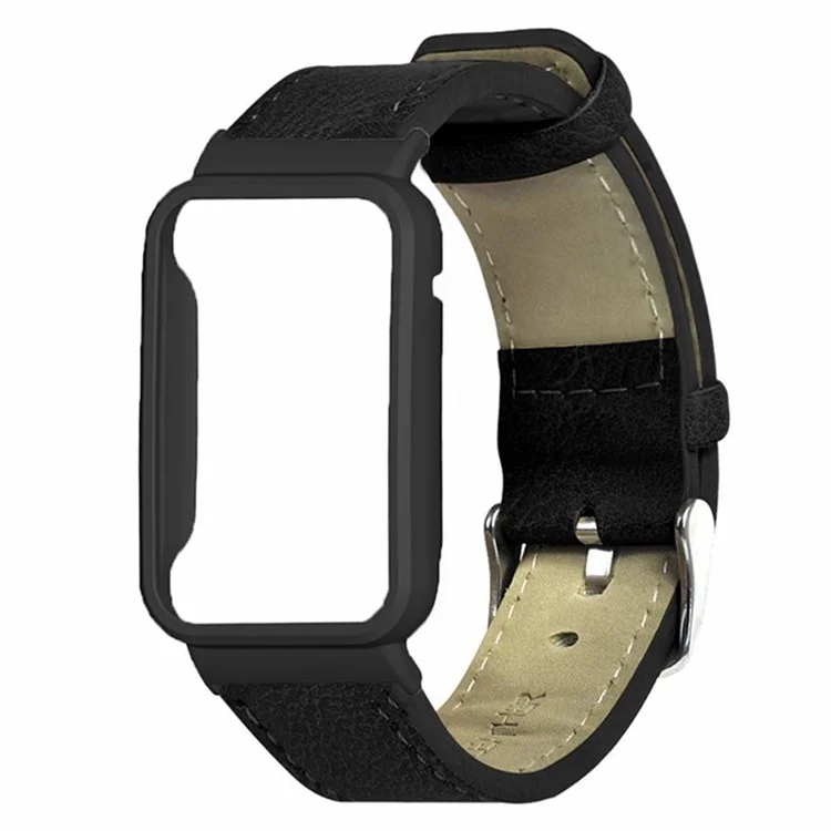 Per Xiaomi Smart Band 8 Pro Cinturino in Pelle di Ricambio Bande Orologio con Custodia Nera per Orologio - Nero