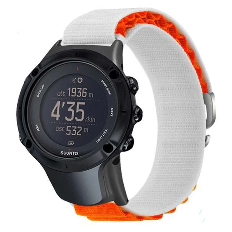 Для Sunnto Ambit 3 / Ambit 3 Sport / Ambit 3 Run Peak Loop Nylon Bands Sport Nylon Replacement Strap - White+Orange