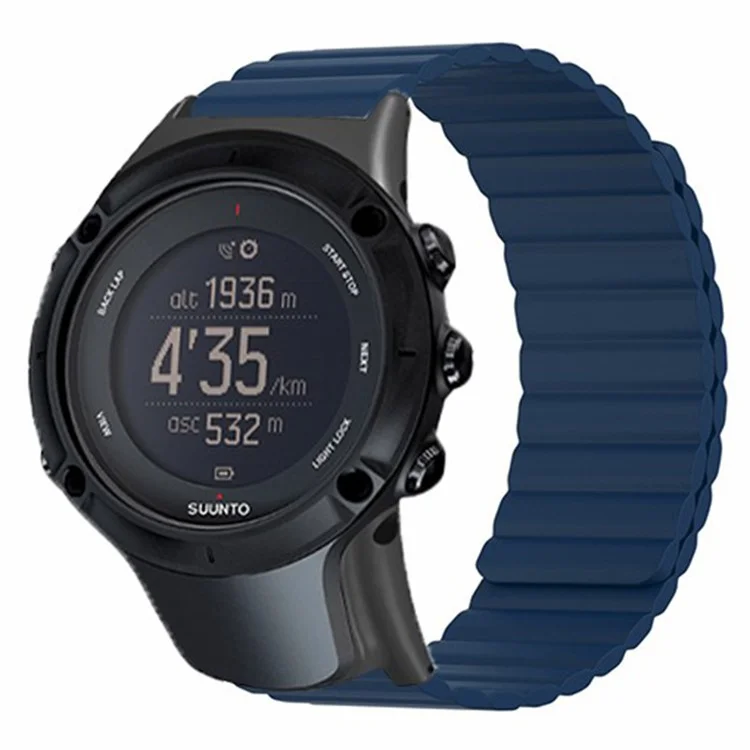 Para Sunnto Ambit 3 / Ambit 3 Sport / Ambit 3 Run Correa Deportiva de Silicona con Cierre Magnético - Azul Medianoche