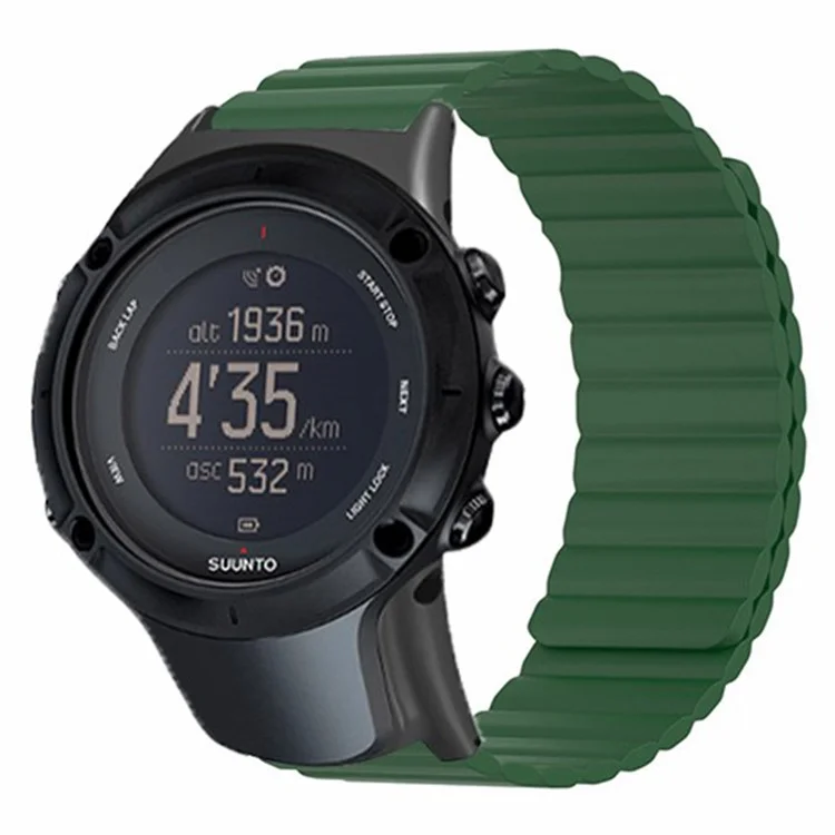 Para Sunnto Ambit 3 / Ambit 3 Sport / Ambit 3 Run Correa de silicona deportiva con cierre magnético - Verde del ejército