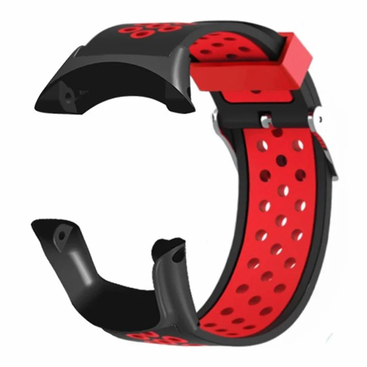 For Sunnto Ambit 3 / Ambit 3 Sport / Ambit 3 Run Watch Band Silicone Breathable Wristband - Black+Red