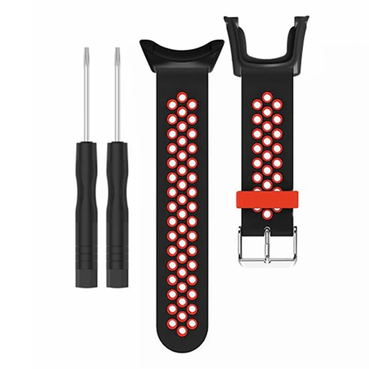 For Sunnto Ambit 3 / Ambit 3 Sport / Ambit 3 Run Watch Band Silicone Breathable Wristband - Black+Red