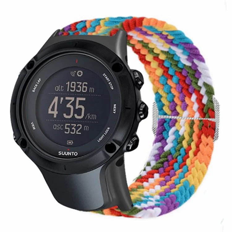 For Sunnto Ambit 3 / Ambit 3 Sport / Ambit 3 Run Braided Nylon Watch Band Adjustable Wrist Strap - Rainbow