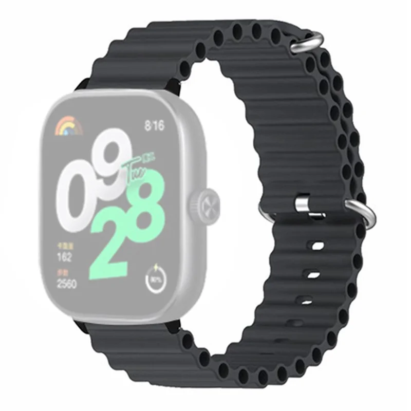 For Xiaomi Redmi Watch 4 Silicone Watch Band Wrist Strap with Alloy Connector - Black