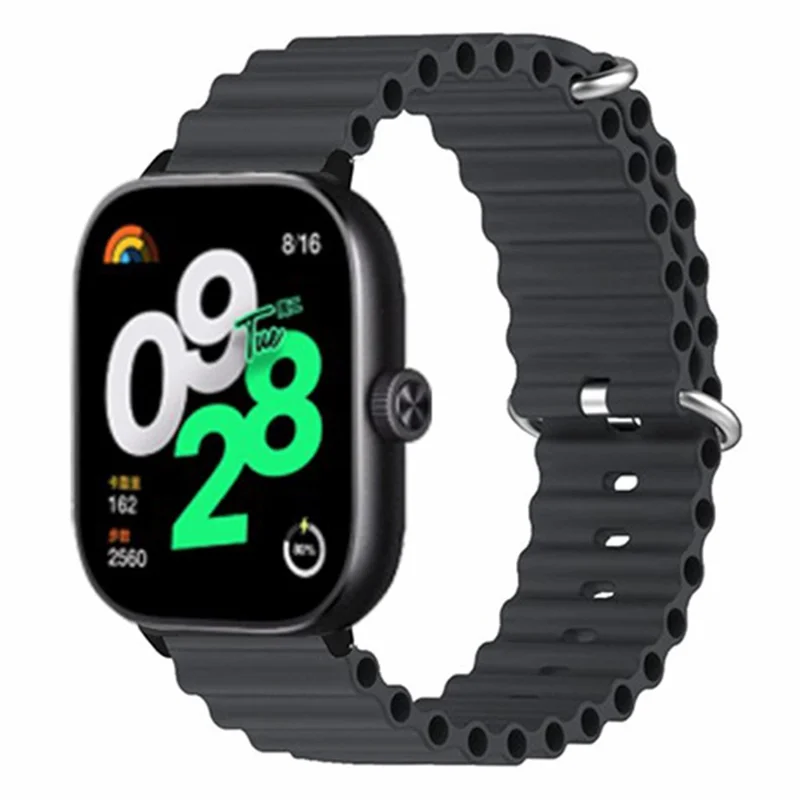 For Xiaomi Redmi Watch 4 Silicone Watch Band Wrist Strap with Alloy Connector - Black