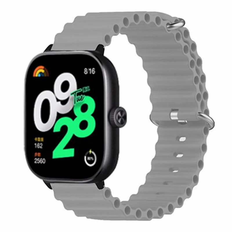For Xiaomi Redmi Watch 4 Silicone Watch Band Wrist Strap with Alloy Connector - Grey