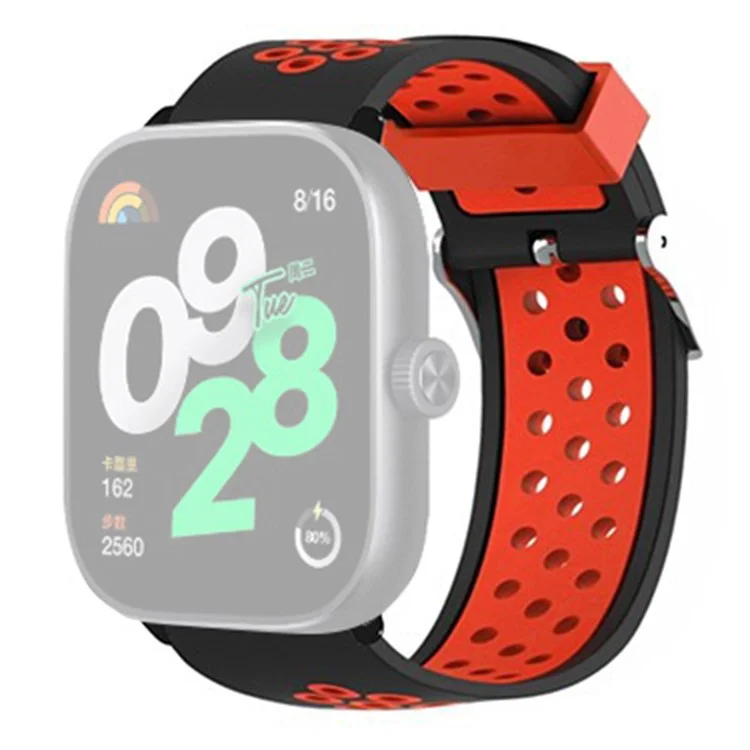 Pour Xiaomi Redmi Watch 4 Bracelet de montre en silicone bicolore - Noir+Rouge