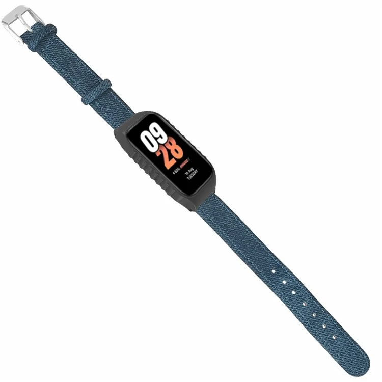 Для замены ремешка Xiaomi Smart Band 8 Active, джинсовый текстурный ремешок с чехлом для часов - синий