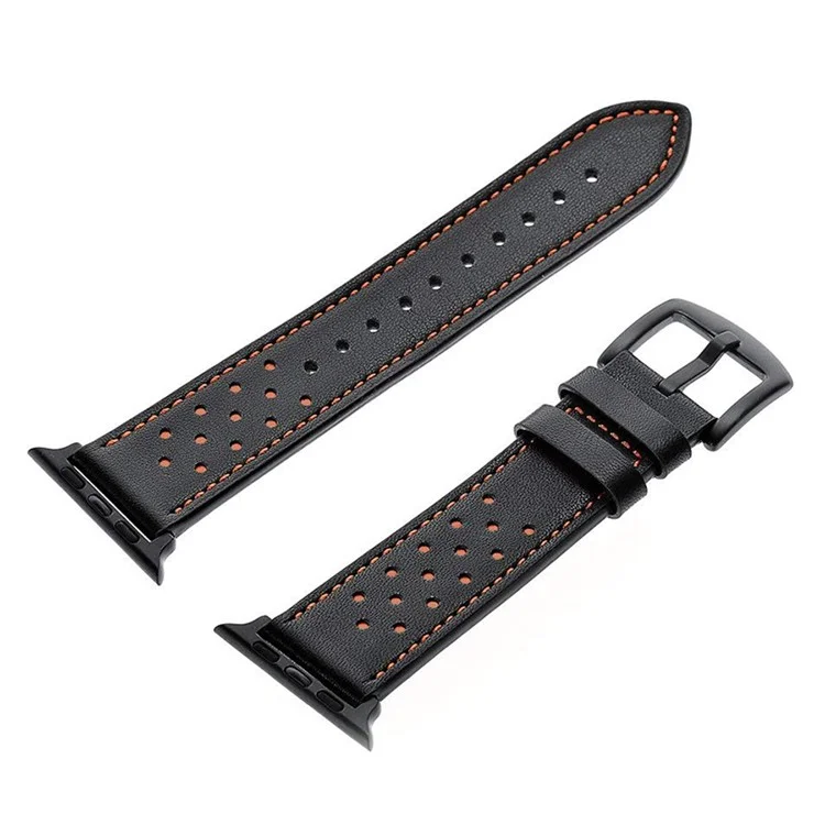 Per Apple Watch 10 46mm / Ultra 2 / Ultra 49mm / 9 8 7 45mm / SE (2023) SE (2022) SE 6 5 4 44mm / 3 2 1 42mm Silicone+Leather Wrist Strap - Black