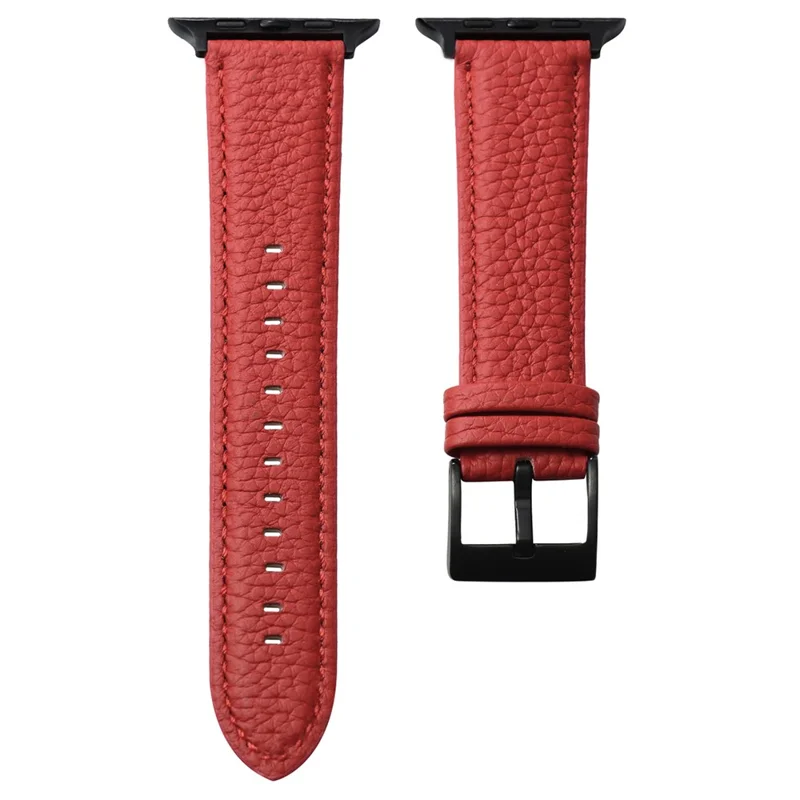 Watch Band for Apple Watch Series 10 42mm / 9 8 7 41mm / SE (2023) SE (2022) SE 6 5 4 40mm / 3 2 1 38mm Genuine Cow Leather Strap - Red