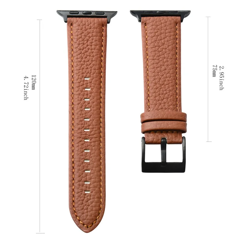 Watch Band for Apple Watch Series 10 42mm / 9 8 7 41mm / SE (2023) SE (2022) SE 6 5 4 40mm / 3 2 1 38mm Genuine Cow Leather Strap - Red