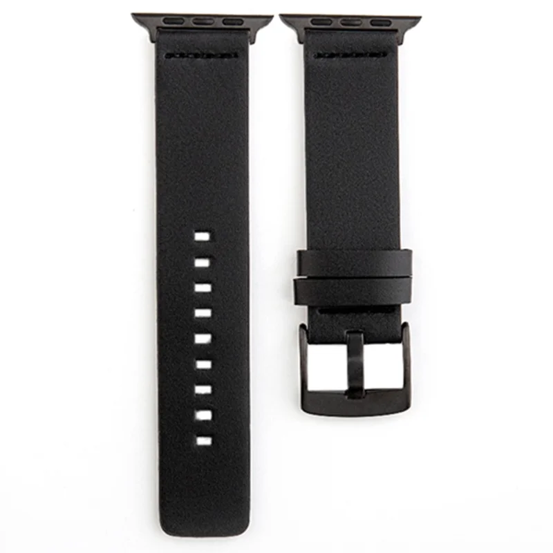 Watch Band for Apple Watch Series 11 10 42mm / 9 8 7 41mm / SE3 SE2 SE 6 5 4 40mm / 3 2 1 38mm Watchband Genuine Cow Leather Watch Strap - Black
