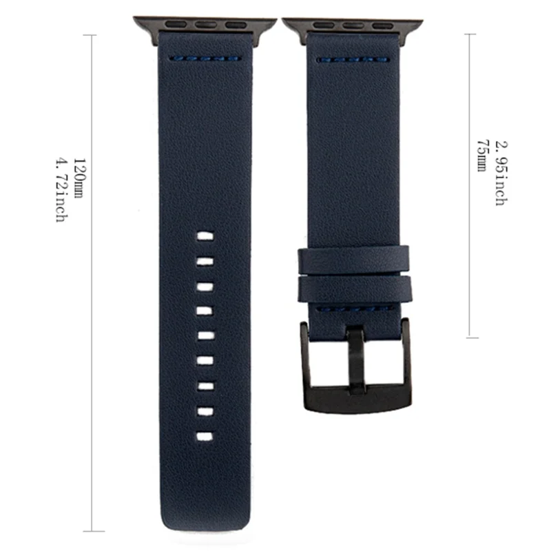 Para Apple Watch Watch 10 46mm / Ultra 2 / Ultra 49mm / 9 8 7 45mm / SE (2023) SE (2022) SE 6 5 4 44mm / 3 2 1 42mm Genuine Cow Leather Watch Band - Preto
