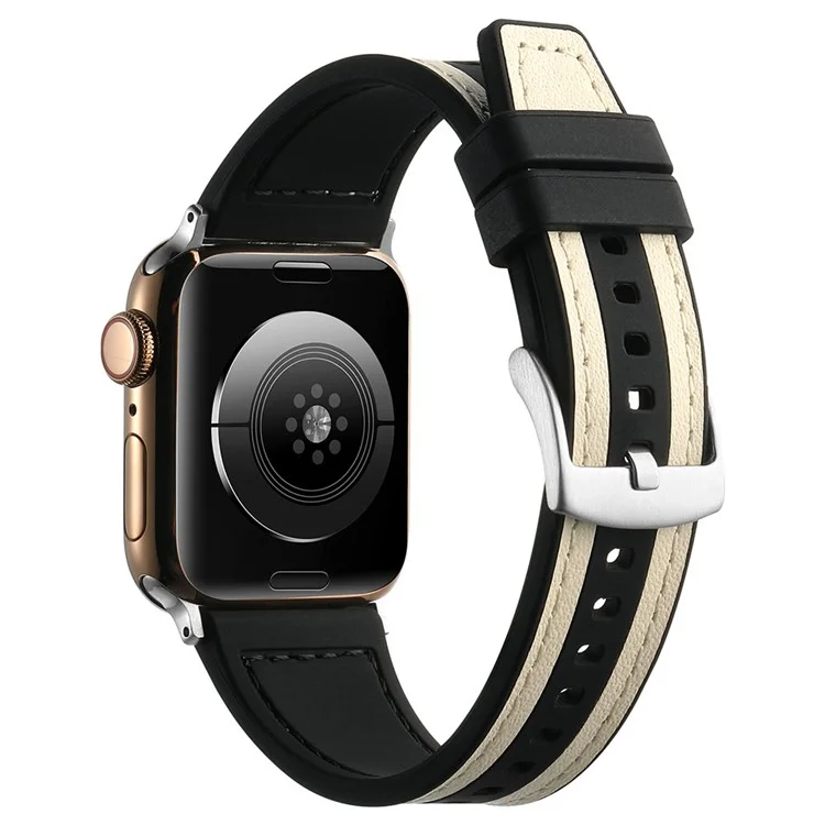 Para Apple Watch 10 46mm / Ultra 2 / Ultra 49mm / 9 8 7 45mm / SE (2023) SE (2022) SE 6 5 4 44mm / 3 2 1 42mm Watch Bracelet - Branco+Preto