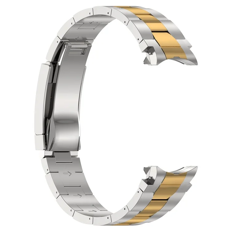 For Samsung Galaxy Watch FE 40mm / Watch6 / Watch6 Classic / Watch 5 Stainless Steel Watch Strap Quick Release Watchband - Silver+Gold