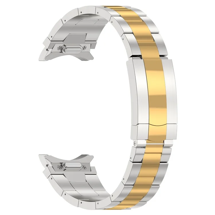 For Samsung Galaxy Watch FE 40mm / Watch6 / Watch6 Classic / Watch 5 Stainless Steel Watch Strap Quick Release Watchband - Silver+Gold