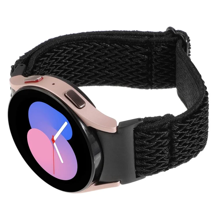 For Samsung Galaxy Watch FE 40mm / Watch6 / Watch6 Classic / Watch 5 Wave Shape Watch Strap Braided Wrist Band - Black