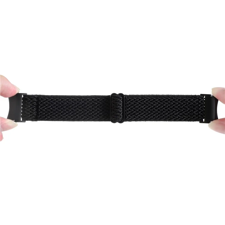 For Samsung Galaxy Watch FE 40mm / Watch6 / Watch6 Classic / Watch 5 Wave Shape Watch Strap Braided Wrist Band - Black