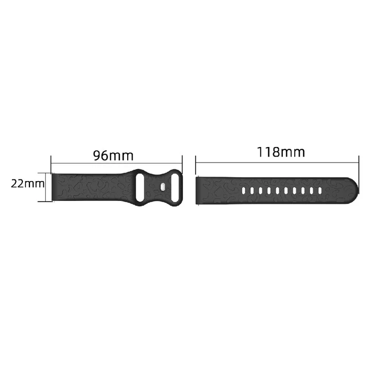 For Coros Pace 3 / Apex 46mm / Apex Pro Silicone Band 22mm Leopard Texture Watch Strap - Black