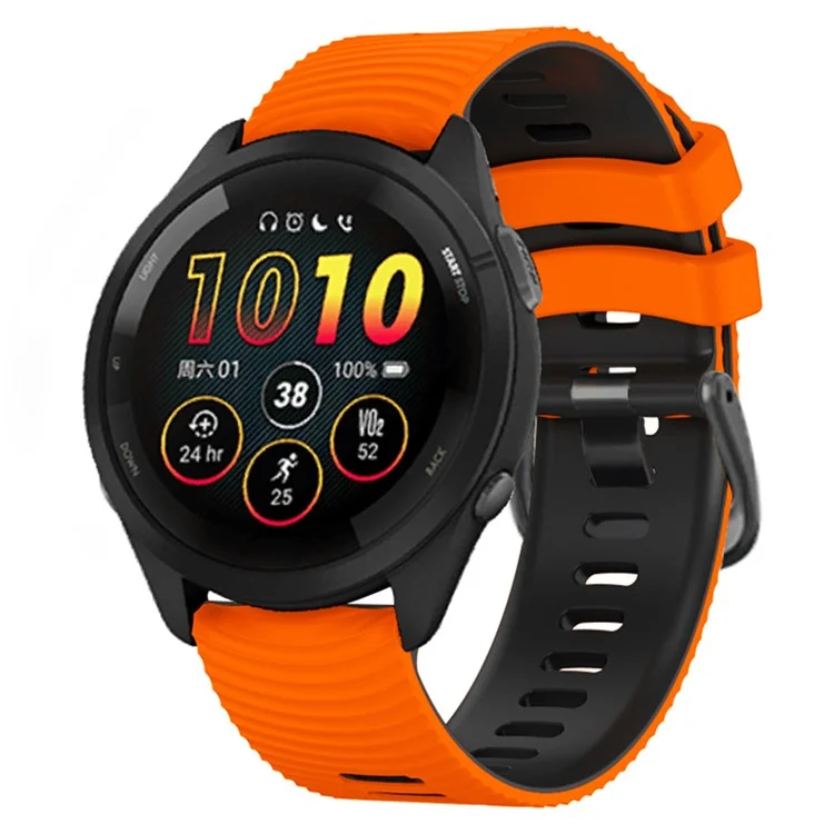 Für Coros Pace 3 / Apex 46mm / Apex Pro Uhrarmband 22mm Zweifarbiges Silikonband - Orange+Schwarz