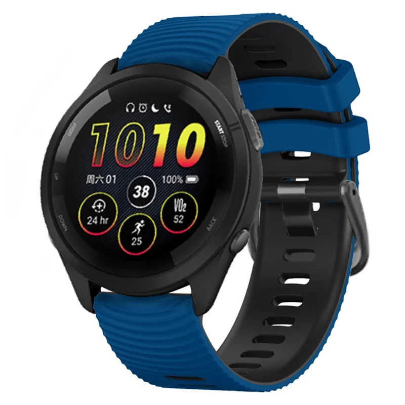 For Coros Pace 3 / Apex 46mm / Apex Pro Watch Strap 22mm Dual Color Silicone Band - Sapphire+Black