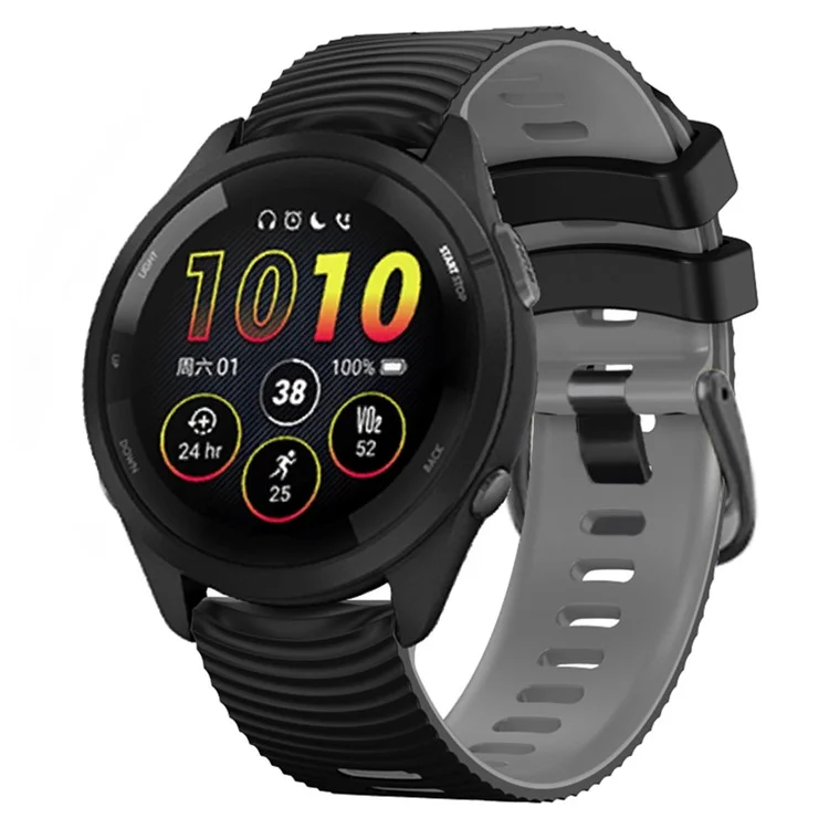 For Coros Pace 3 / Apex 46mm / Apex Pro Watch Strap 22mm Dual Color Silicone Band - Black+Grey