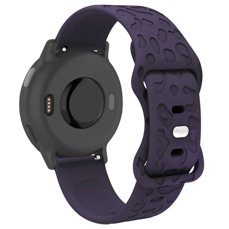 For Garmin Venu 2 Plus / vivoactive 5 Armband 20mm Silicone Watch Band Leopard Texture Strap - Dark Purple