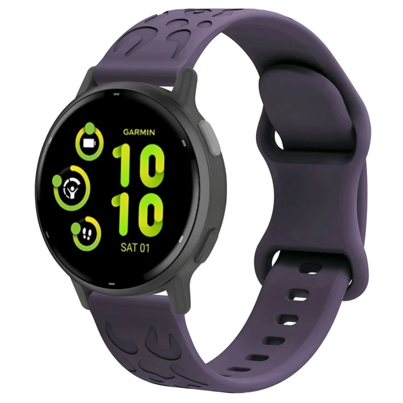 For Garmin Venu 2 Plus / vivoactive 5 Armband 20mm Silicone Watch Band Leopard Texture Strap - Dark Purple