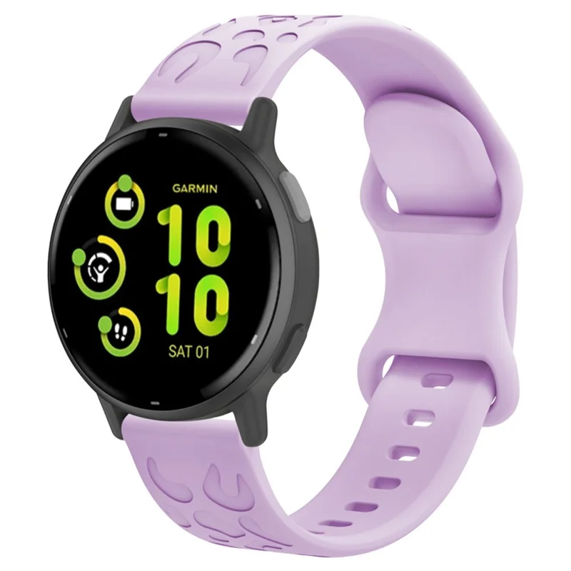 For Garmin Venu 2 Plus / vivoactive 5 Armband 20mm Silicone Watch Band Leopard Texture Strap - Lavender Purple
