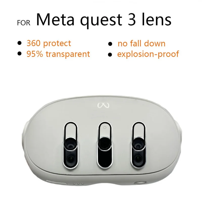 3Pcs For Meta Quest 3 VR Headset HD Tempered Glass Lens Protector Film - Silver