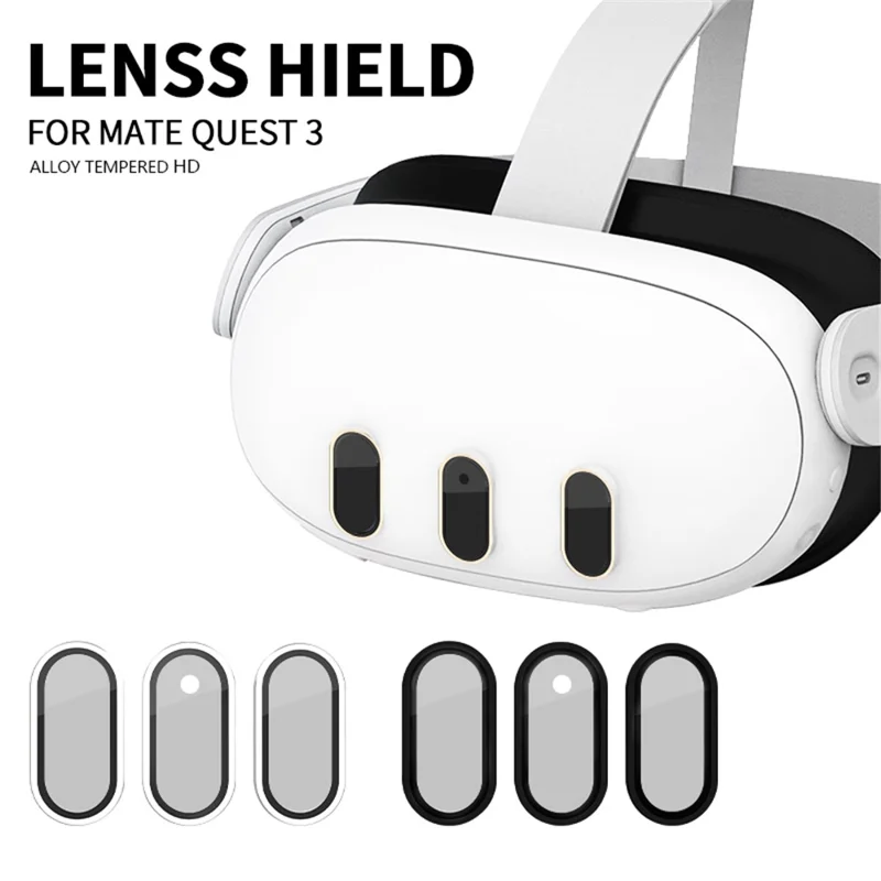 3Pcs For Meta Quest 3 VR Headset HD Tempered Glass Lens Protector Film - Silver