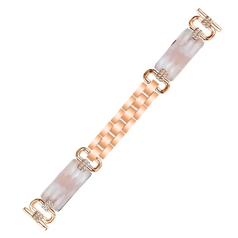 Für Pebble Time Round / Pebble 2 Rhinestone Decor Watch Band Resin Strap - Rose Gold+Pink